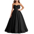thumbnail image 2 of Shihyeh Girls Strapless Satin Ball Gown With Bow Flower Girl Dress For Wedding Bridesmaid Pageant Birthday Party Floor Length A-Line Dress For Kids Teens, 2 of 9