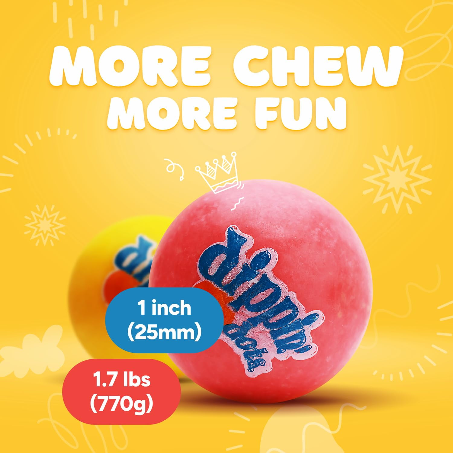 Gumballs for Gumball Machine - 1 Inch Candy Filled Gumballs - 1.7 Lb Gumball Machine Refills - 90 Pcs Candy Filled Large Gumballs Bulk - Bubble Gum Refill for Machine - Bulk Gum for Kids