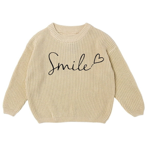 MEZZALL Hand Embroidered Solid Color Knit Sweater For Girls Delicate Letter Embroidery Design Soft Comfortable Baby Toddler Kids Tops Classic Knitwear Long Sleeve O-Neck Child Dailywear