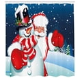 thumbnail image 3 of Ambesonne Christmas Shower Curtain, Santa Snowman Hug, 69"Wx75"L, Blue Red White, 3 of 3