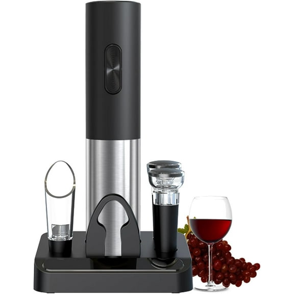 Electric Wine Openers, Reusable Wine Bottle Corkscrew Opener with Foil Cutter, Battery Operated Stainless Steel Wine Remover for Home Kitchen Party Bar Restaurant