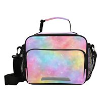 Insulated Lunch Bag 6L Leak-Proof Lunch Box with Shoulder Strap Multiple Pockets Lunch Tote Pastel Rainbow Tie-dye