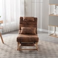thumbnail image 2 of Rocking Chair with Footrest, Polyester Upholstered Accent Rocker with Waist Pillow, High Back Rock Chair Leisure Chair with Soft Headrest and Solid Wood Legs for Living Room Bedroom Office, Coffee, 2 of 7