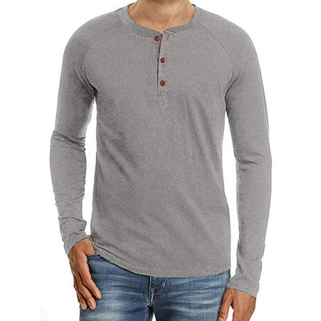 button shirt sleeve shirts mens grey lelinta placket henley polo basic casual light