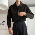 thumbnail image 2 of Men's Short Jacket Lapel Collar Dual Way Zip Up Workwear Jacket Casual Long Sleeve Utility Outer Coat, 2 of 9