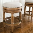 thumbnail image 3 of Maven Lane Pullman Backless Bar Stool in Weathered Oak Finish w/ Sand Color Fabric Upholstery, 3 of 7