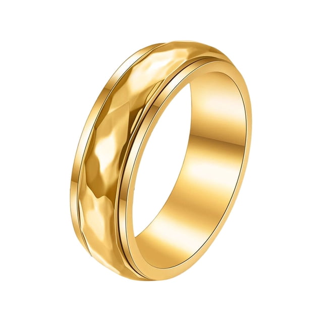 Guardurnaity Anillo de acero de titanio portátil duradero rombo anillos de dedo de moda impermeable tamaño pequeño joyería regalo Festival Ropa, zapatos y accesorios Miscelánea 6 oro