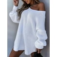 thumbnail image 4 of Sweaters for Women Cable Knit V Neck Solid Color Long Sleeve Casual Loose Fit Soft Pullover Tops White XXL, 4 of 5