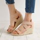 thumbnail image 1 of Zapatos de mujer Color Cinturón suave Tejido de leopardo Tacón inclinado Moda Cremallera Sandalias Wmkox8yii  sa1585, 1 of 9