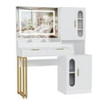 thumbnail image 1 of GloryStar 45" Vanity Desk with Fluted Design, Lighted Mirror with 3 Color Settings, Ample Cabinet & Drawer Storage, Charging Station, 1 of 7