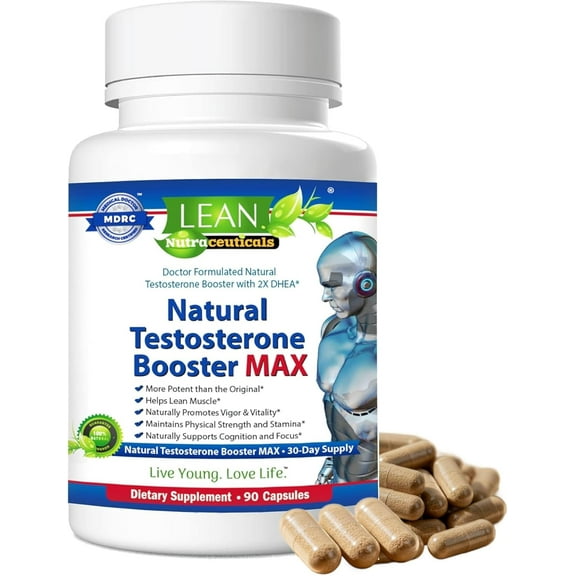 LEAN Nutraceuticals Testosterone Booster Supplement for Men, Advanced Formula, 90 Caps