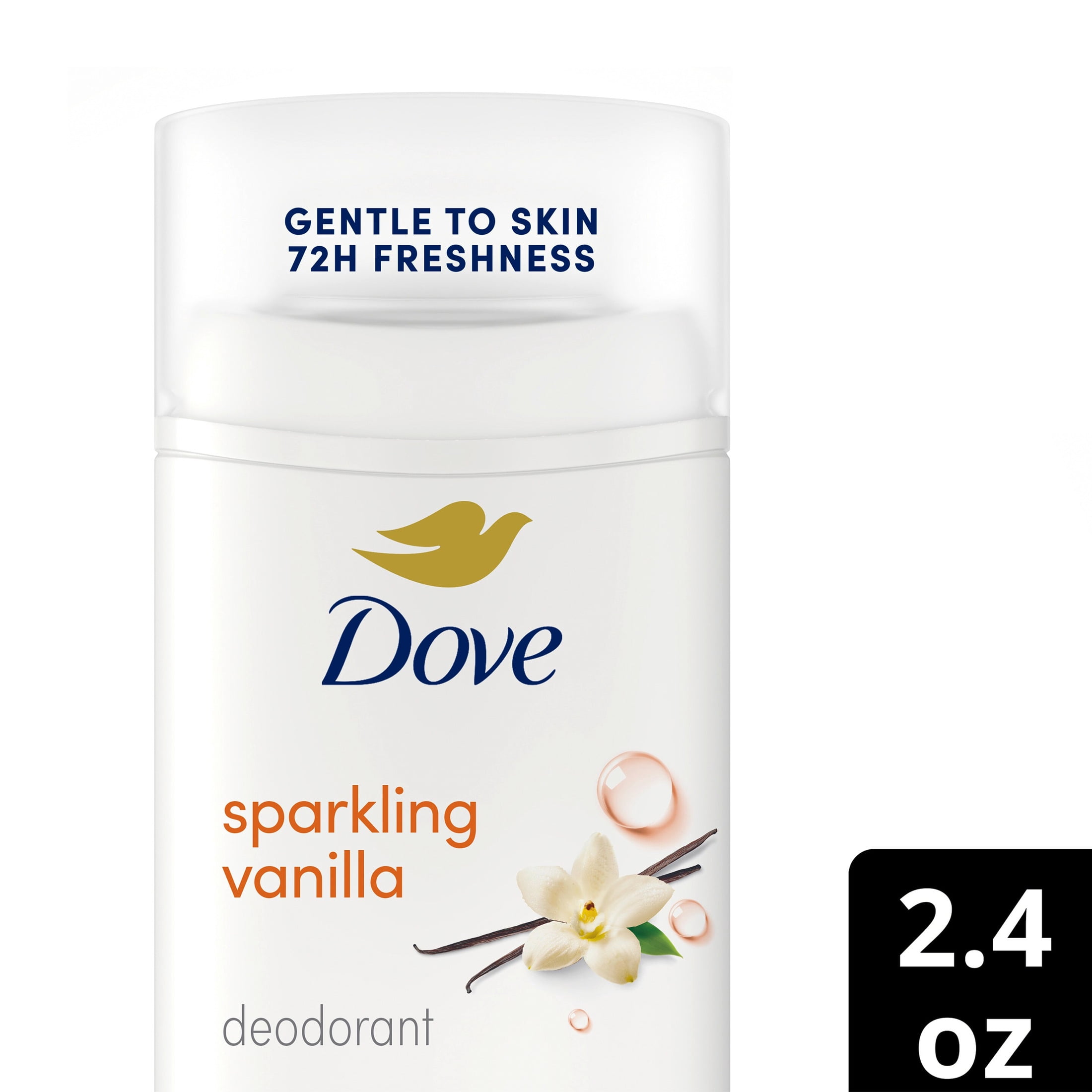 Dove Deodorant Stick for 72 Hour Odor Protection Sparkling Vanilla Aluminum Free, 2.4 oz