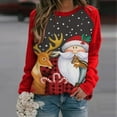 thumbnail image 4 of Chandail en Molleton de Noël pour Femmes Col Rond Pull Chaud Imprimé Mode Pull Mi-Long Veste Manches Longues Fermeture Cardigan Vacances Xmas Extérieur, 4 of 5