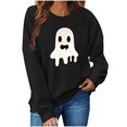 thumbnail image 6 of Women's Pumpkin Sweatshirts Color Block Fall Halloween Hoodie Lightweight Long Sleeve Pullover Tops Black, L, 6 of 6
