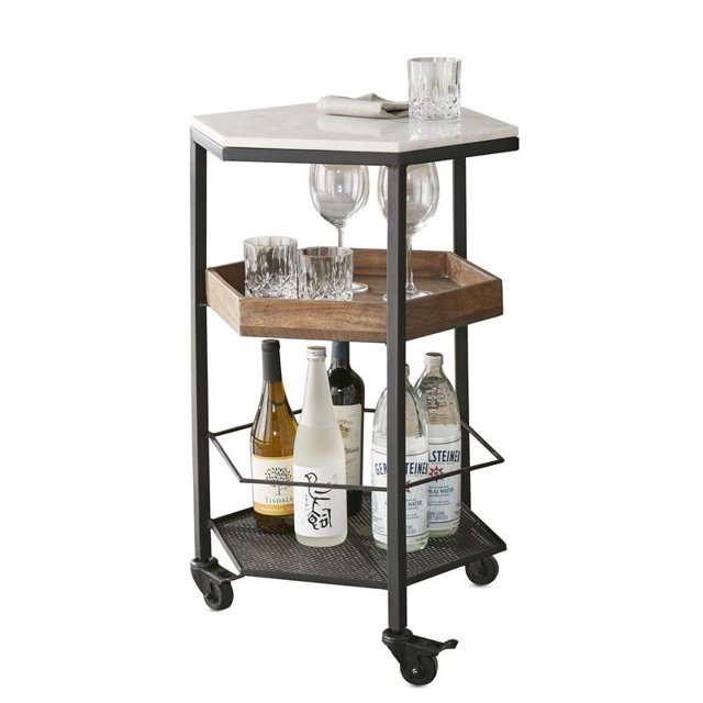 Steve Silver Rosko Hexagon White Marble Top Cart