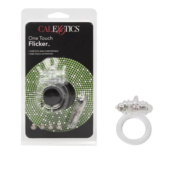 CalExotics One Touch Activated Stretchy Flicker Erection Ring for Couples - Clear