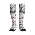 thumbnail image 2 of Socks Calf Pressure Socks Breathable Moisture Absorbent 11.8in×7.9in Full Print Designed For Hiking Walking Sports Flowers And Butterflies 2 Black-2, 2 of 8