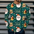 thumbnail image 2 of Christmas T-Shirts for Men Long Sleeve Merry Christmas Graphic Pajamas Tee Crew Neck Casual Slim Fit Family Xmas Gift Mens Shirts Navy XXL, 2 of 5