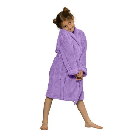 Kids Robe 100% Microfleece for Girls. Soft & Cozy Plush Bathrobe
