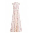 thumbnail image 2 of Pale Yellow Floral Print V-Neck Lace Trim Maxi Dress For Vacation, 2 of 30