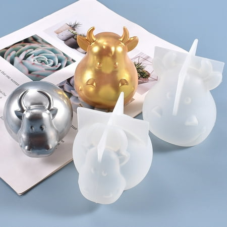 

CuiYou Cute Cow Shape Mascot Silicone Mold Clear DIY Epoxy Resin 3D Cake Baking Mould