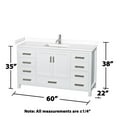 thumbnail image 2 of Wyndham Collection WCS141460SLGC2UNSM58 Sheffield 60" Free Standing Single Basin Vanity, 2 of 7