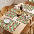thumbnail image 5 of Tropical Leaves Placemats Set of 8 Summer Green Pink Flower Floral Place Mats Indoor Wipeable Table Mats Washable Cloth Dining Table Placemats for Kitchen Holiday Party Home Decor 13x19 Inch, 5 of 9