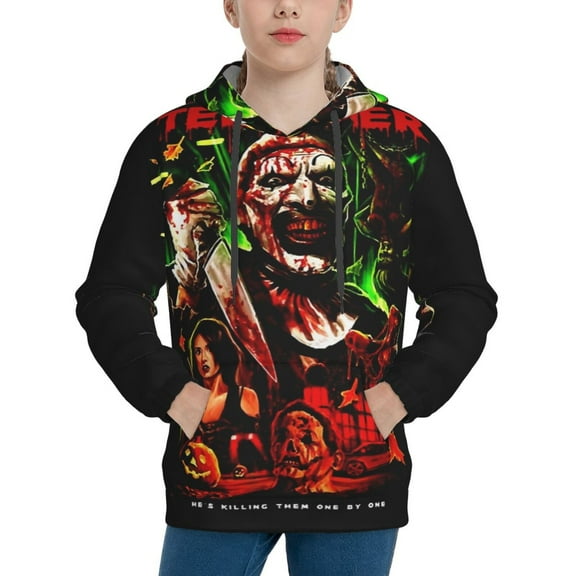 Art The Clown Hoodie Lightweight Pullover Halloween Graphic Hooded Sweatshirt for Teens with Pocket Small