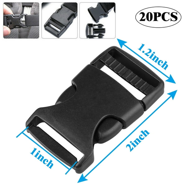 20PCS Quick Side Release Buckles Clips Snaps 1" Wide No Sewing Plastic
