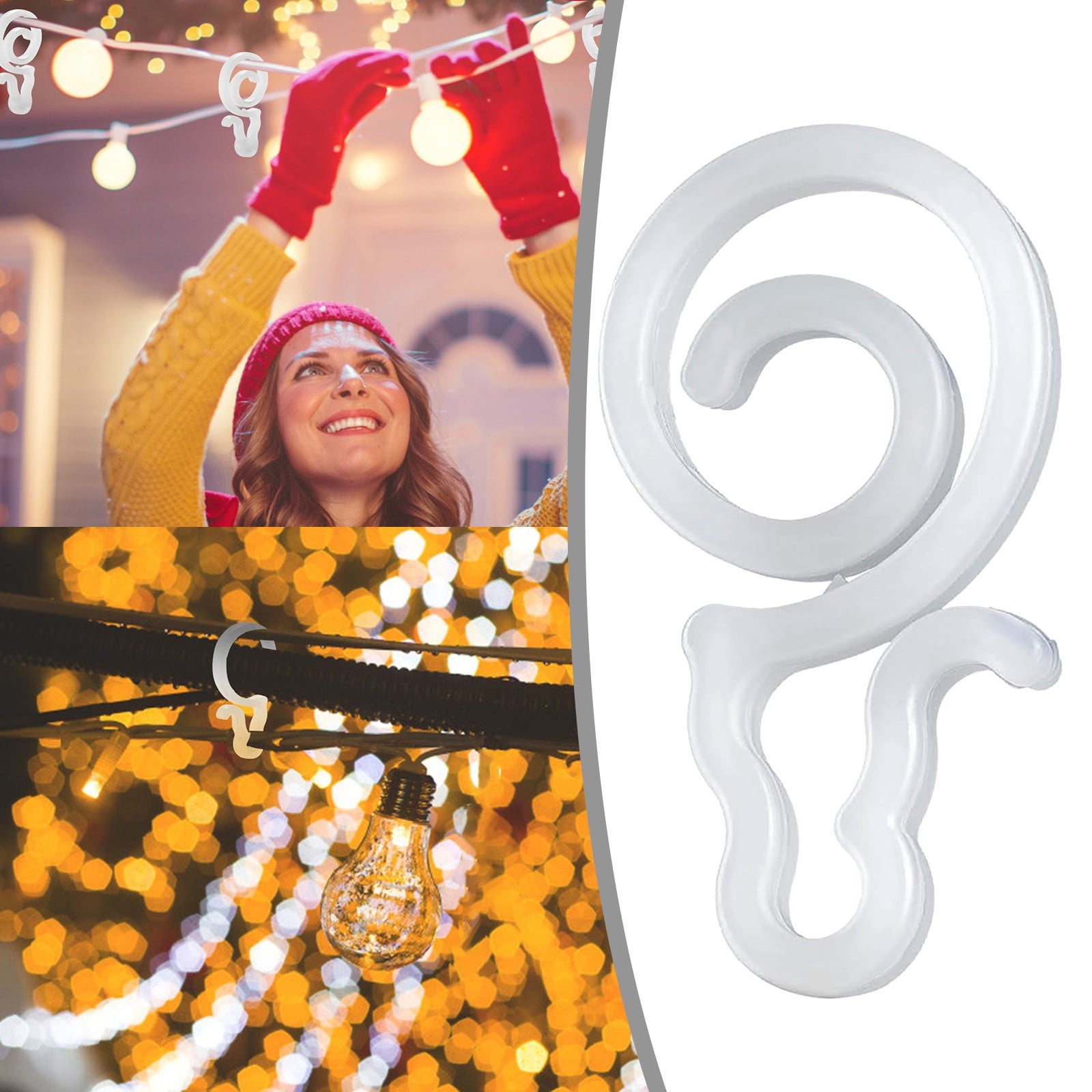 WNG Christmas Light Hooks Mini Gutter Hang Hooks Clip Outside String
