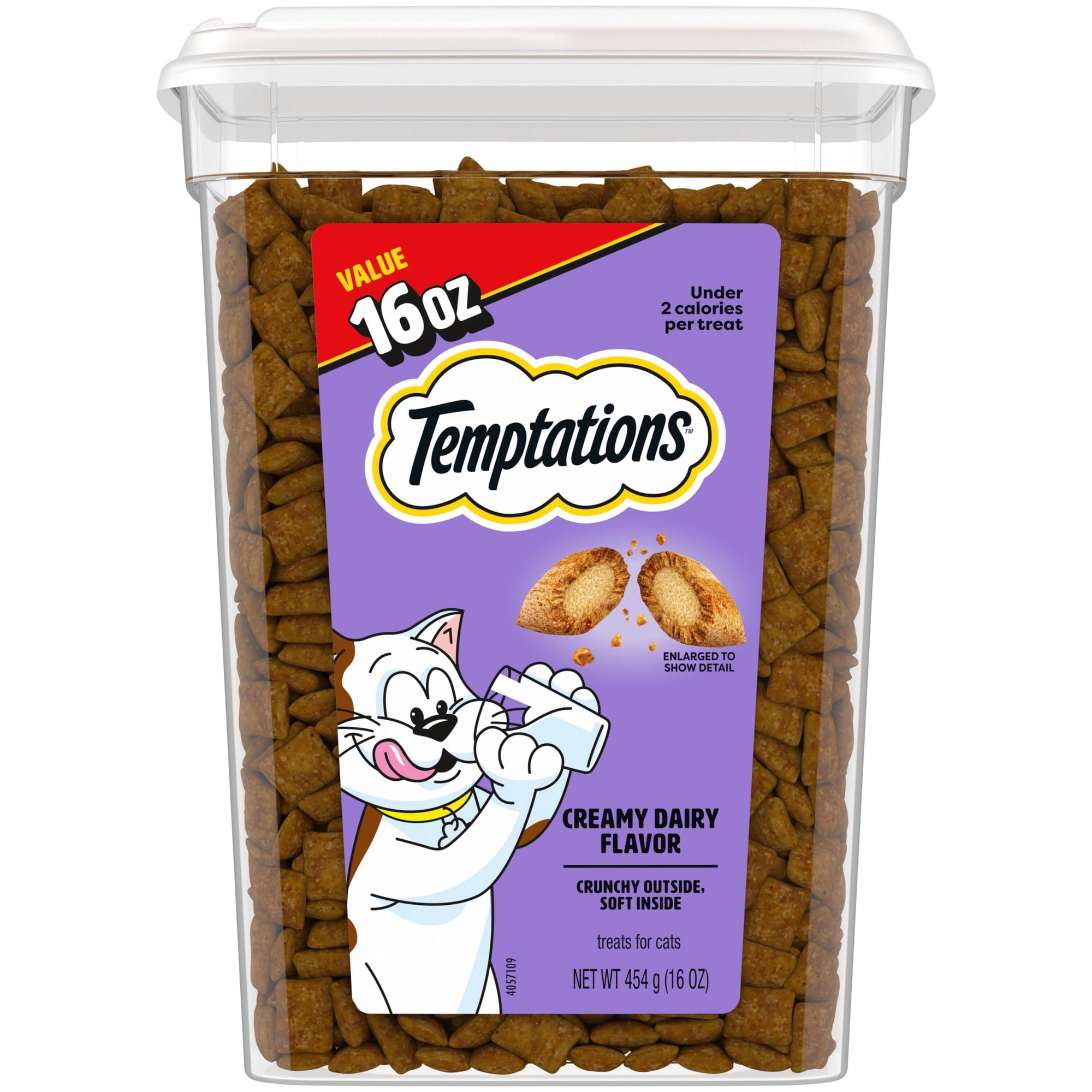 Temptations Classic Creamy Dairy Flavor Crunchy And Soft Treats For Cats, 16 Oz Tub
