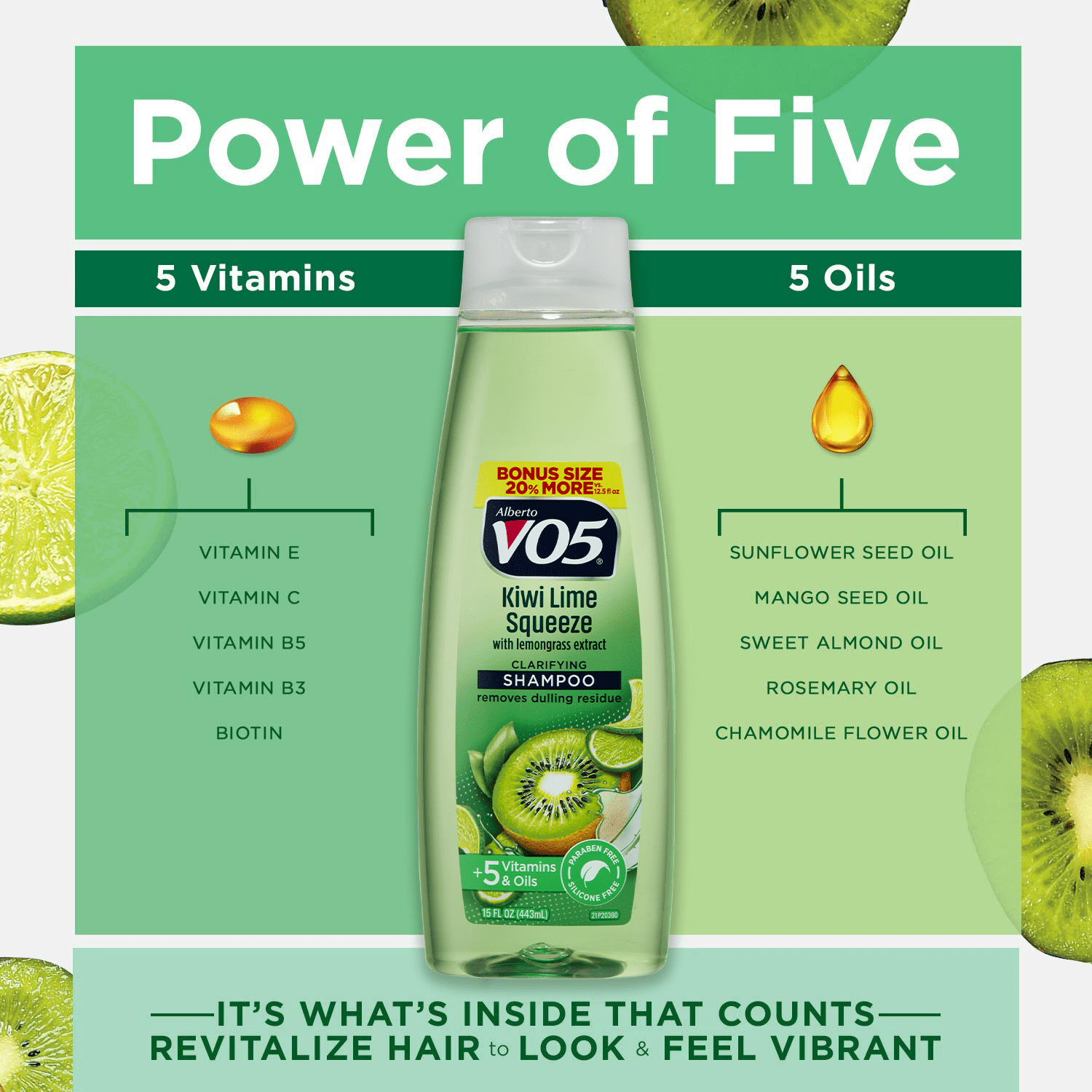 (4 pack) Alberto VO5 Herbal Escapes 15 Fl. Oz. Kiwi Lime Squeeze Clarifying Shampoo