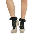 thumbnail image 5 of ToBeInStyle Womens Fancy Round Net Pattern Anklet Fashion Socks w/ Elegant Ruffle Trim - Black - One Size, 5 of 5