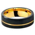 thumbnail image 2 of P. Manoukian Tungsten Wedding Band Ring 7mm for Men Women Black & 18K Yellow Gold Plated Pipe Cut Brushed Polished Lifetime Guarantee Size 13, 2 of 4