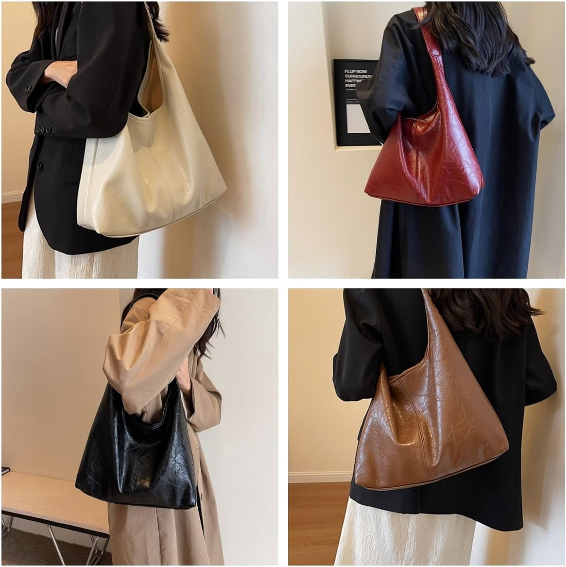 Purses for Women Slouchy Hobo Bag Soft PU Leather Hobo Bags for women Large Capacity Work Tote Bag Shoulder Handbag
