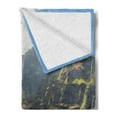 thumbnail image 2 of Hawaiian Soft Flannel Fleece Throw Blanket, Na Pali Coast on Kauai Island Water Sunshines Foggy Cloudscape Panorama, Cozy Plush for Indoor and Outdoor Use, 60" x 80", Blue Green Brown, by Ambesonne, 2 of 5