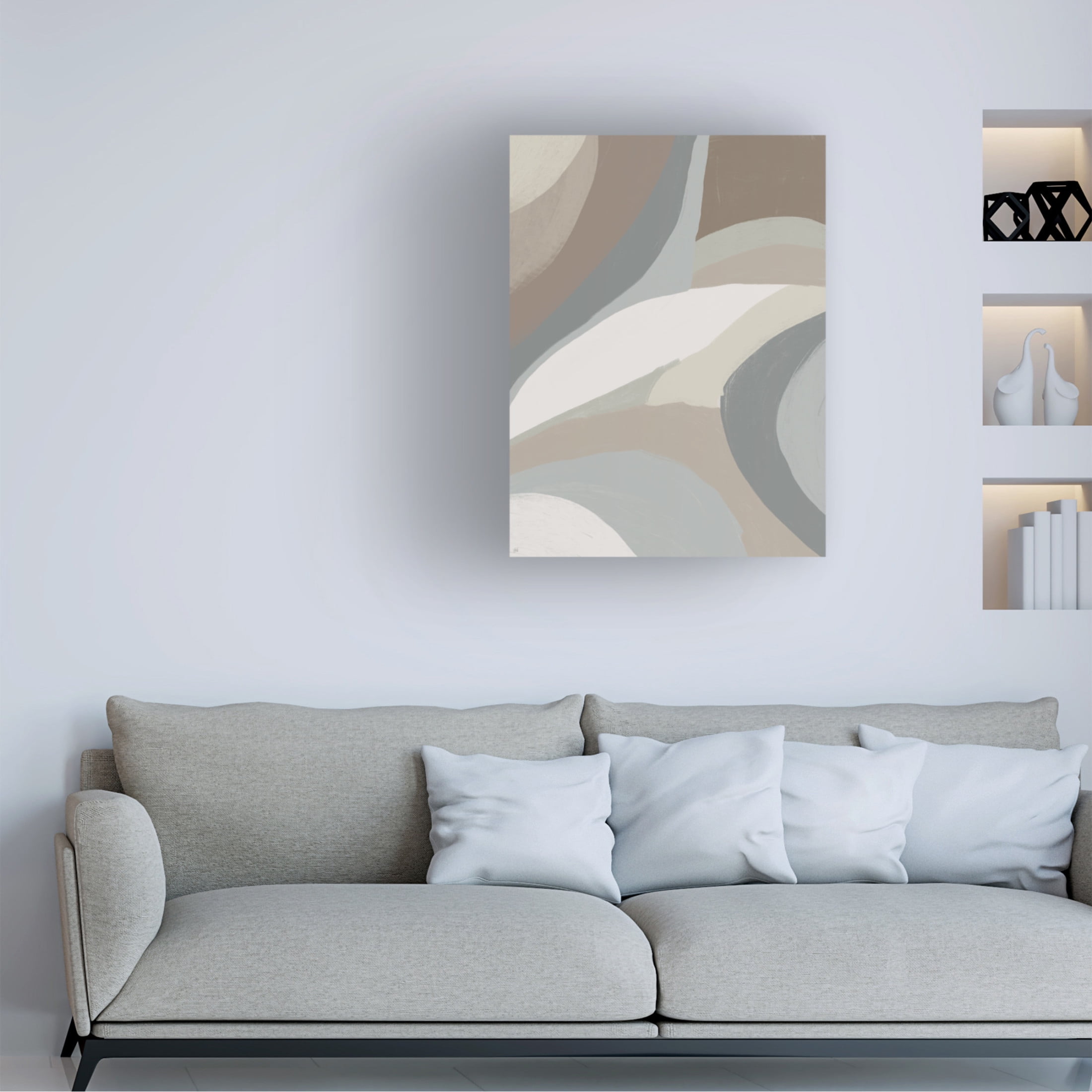 Canvas Wall Art - Line and Brush 'Layered Creams' Wall Art for Living Room, Bedroom, or Office Décor by Trademark Fine Art - 24 x 32 Inches