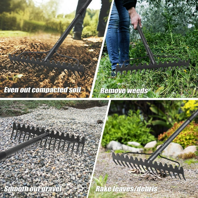 IHOMEPARK 72" Garden Rake, 17-Tine Adjustable photo 2