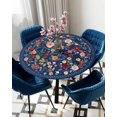 thumbnail image 4 of Spring Flower Round Fitted Tablecloth Colorful Wildflowers Leaf Black Watercolor Elastic Table Cloth Waterproof Oil Proof Seasonal Floral Table Cover Fits 44"-48" Round Tables for Party Dinner Decor, 4 of 6