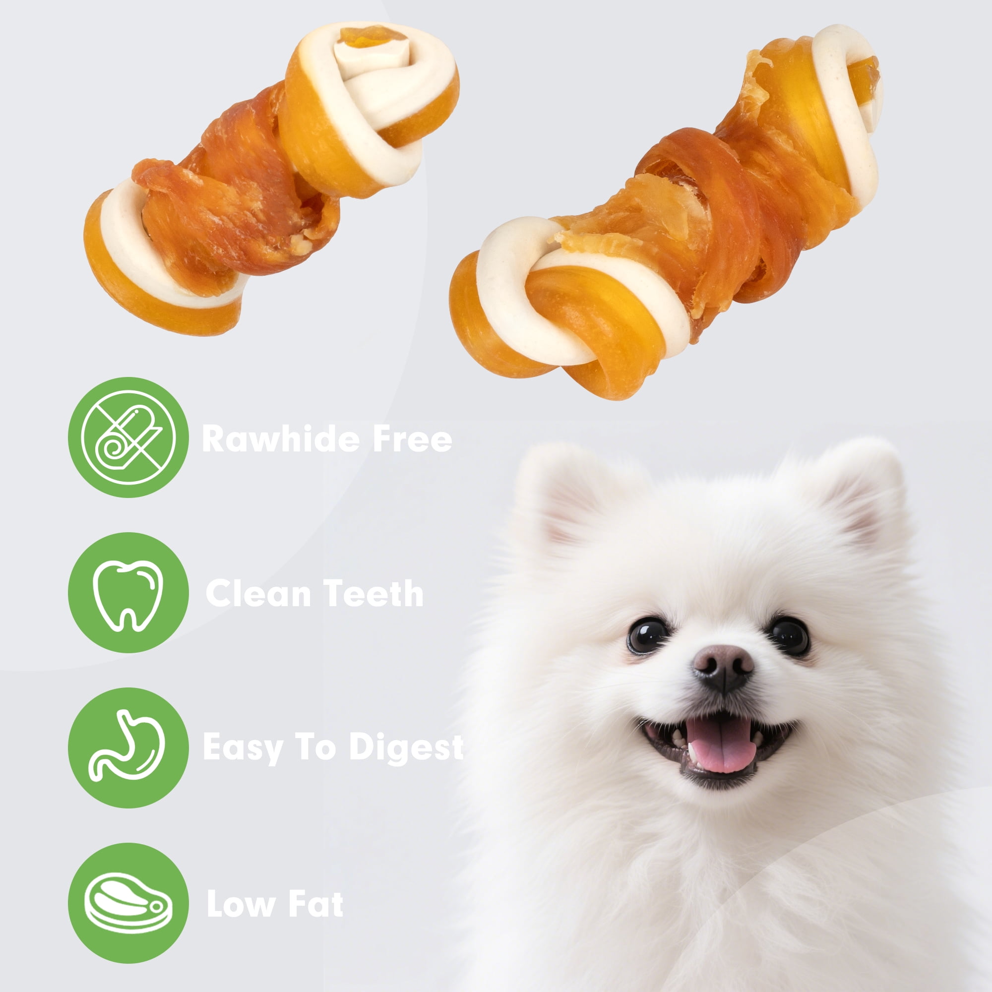 MON2SUN Chicken Wrapped Mixed Vegetable Knot Bones Small Dog Treats, 21.16 oz (30 Count)