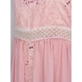 thumbnail image 6 of CHICTRY Kids Girls Off-the-Shoulder Overlay Romper Dress Chiffon Floral Lace Prom Ball Gown Pink 4, 6 of 7