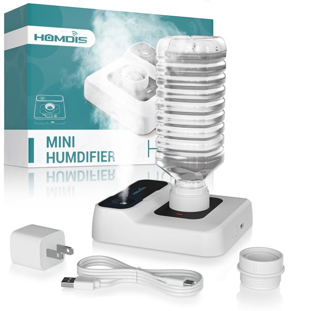 Humidificador portátil mini HOMDIS con batería de 5000 mAh, blanco