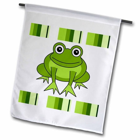 3dRose Cute Happy Green Frog with Stripes - Garden Flag, 12 by 18-inch