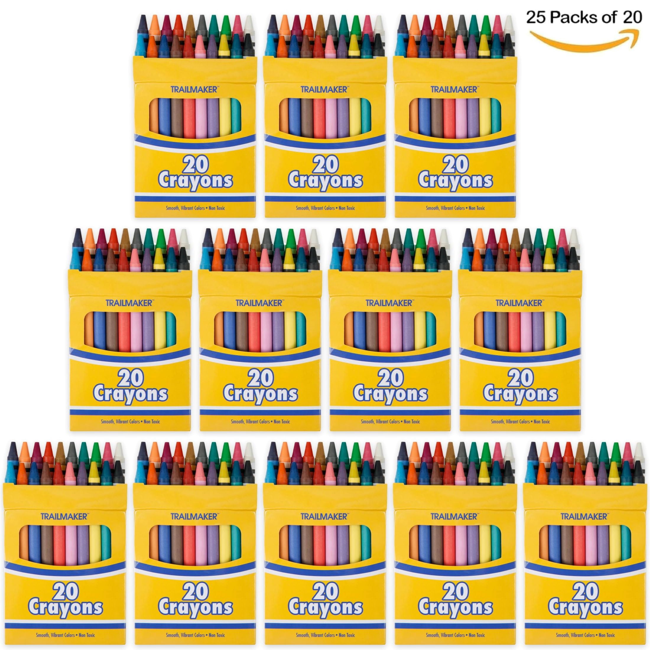 25 Pack of Crayons Containing 20 Crayons Per Box for Coloring - 500 Count Crayons Total