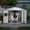 White, variant on 8x10 FT Heavy Duty Metal Storage Shed,Weatherproof Outdoor Garden Shed with Windows, Lockable Sliding Door & Ventilation - For Backyard, Lawn Mower, Tool Organization,Brown