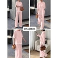thumbnail image 3 of DAKIMOE Womens Pajamas Sets Short Sleeve Knit Pullover Tops with Wide Leg Pants 2 Piece Soft Lounge Sets for Women Sleepwear Loungewear Pjs Travel Comfy Trendy Clothes S to XL, Pink, XL, 3 of 7