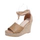 thumbnail image 2 of Zapatos planos de moda para mujer, sandalias informales de tacón de cuña hueca, zapatos de talla grande Wmkox8yii sa1137, 2 of 9