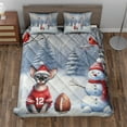 thumbnail image 2 of Hello Winter Sphynx Football Snowman Welcome Snowy Morning Quilt Bedding Set Cat Lover Kitten Owner Gifts Idea 1 Blanket Bed Cover 2 Pillowcases - 01012, 2 of 5
