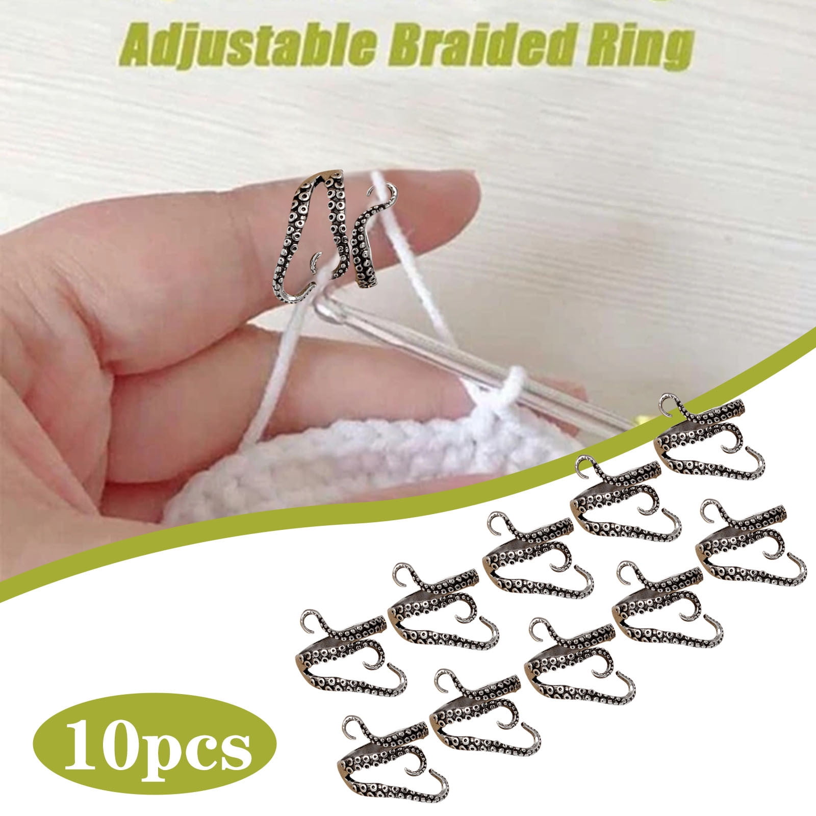 LALAFINA 2pcs Crochet Hooks Rings Crochet Accessories Crochet Ring Knitting  Accessories Knitting Ring Braided Ring Yarn Guide Ring Yarn Accessories