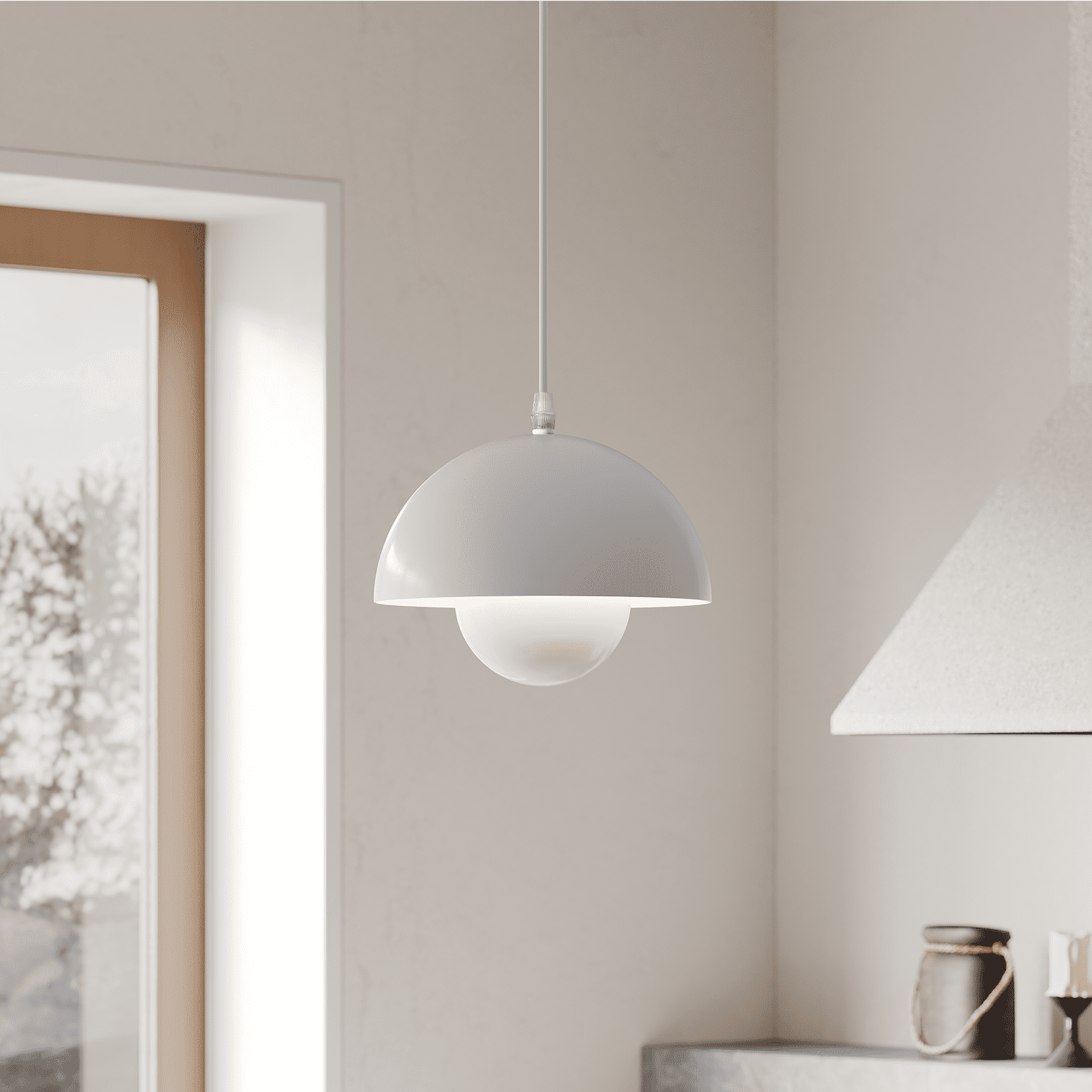 SUNMORY Pendant Light, Hanging Light Fixtures for Kitchen Island, 3 Color Temperature Adjustable Iron Lamp with Adjustable Cord for Dining Room Bedroom Living Room Bathroom White